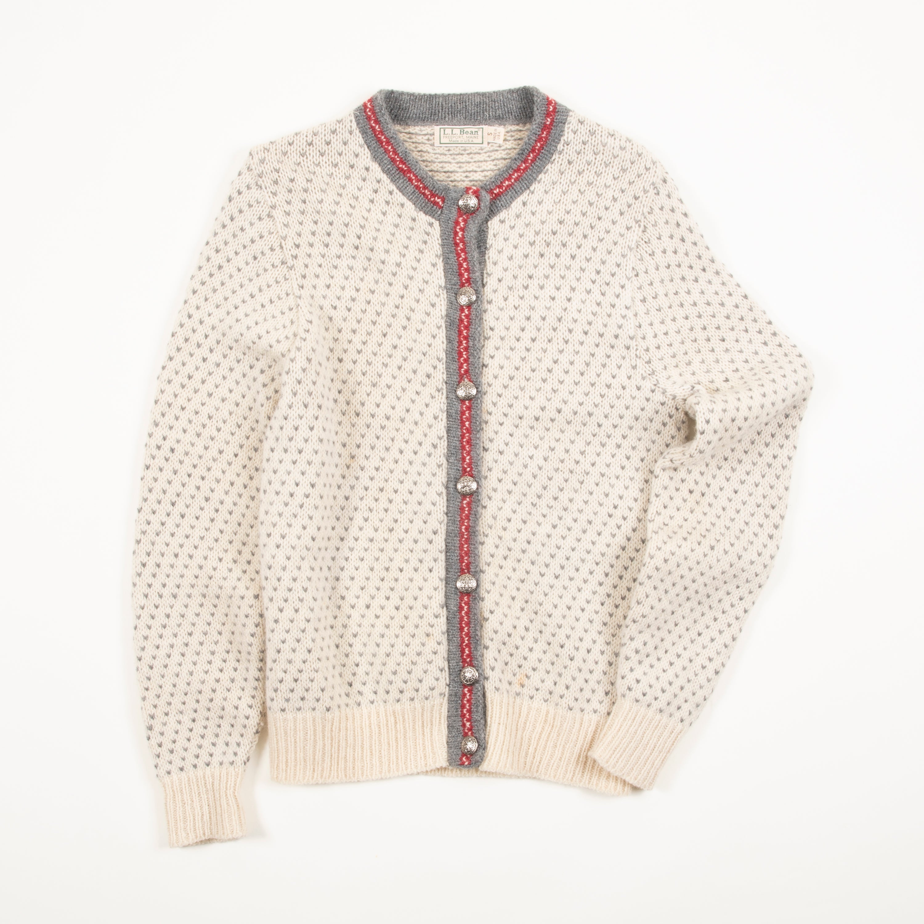 Vintage L.L. Bean Scandinavian Style Knit Cardigan Made In The USA