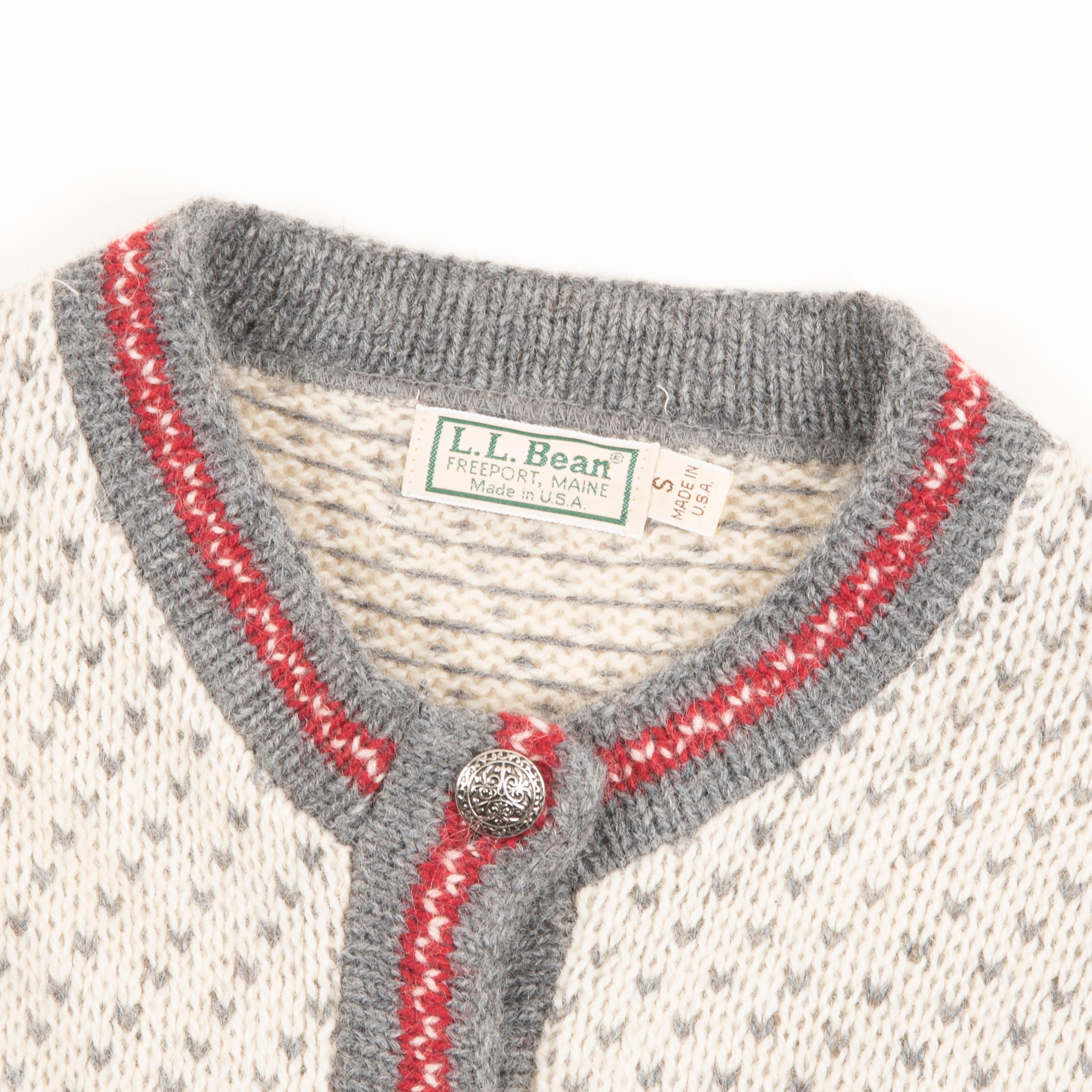 Vintage L.L. Bean Scandinavian Style Knit Cardigan Made In The USA